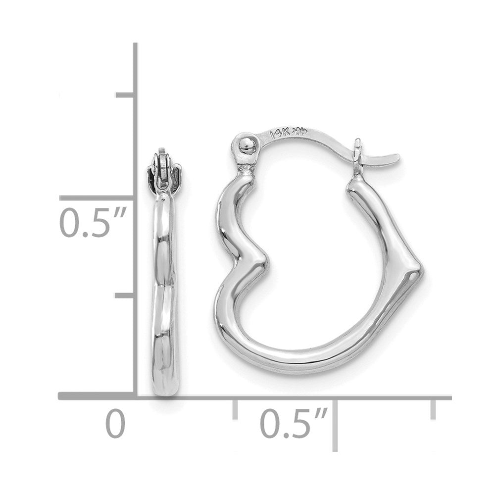 GE 14K White Gold Heart Shaped Hollow Hoop Earrings