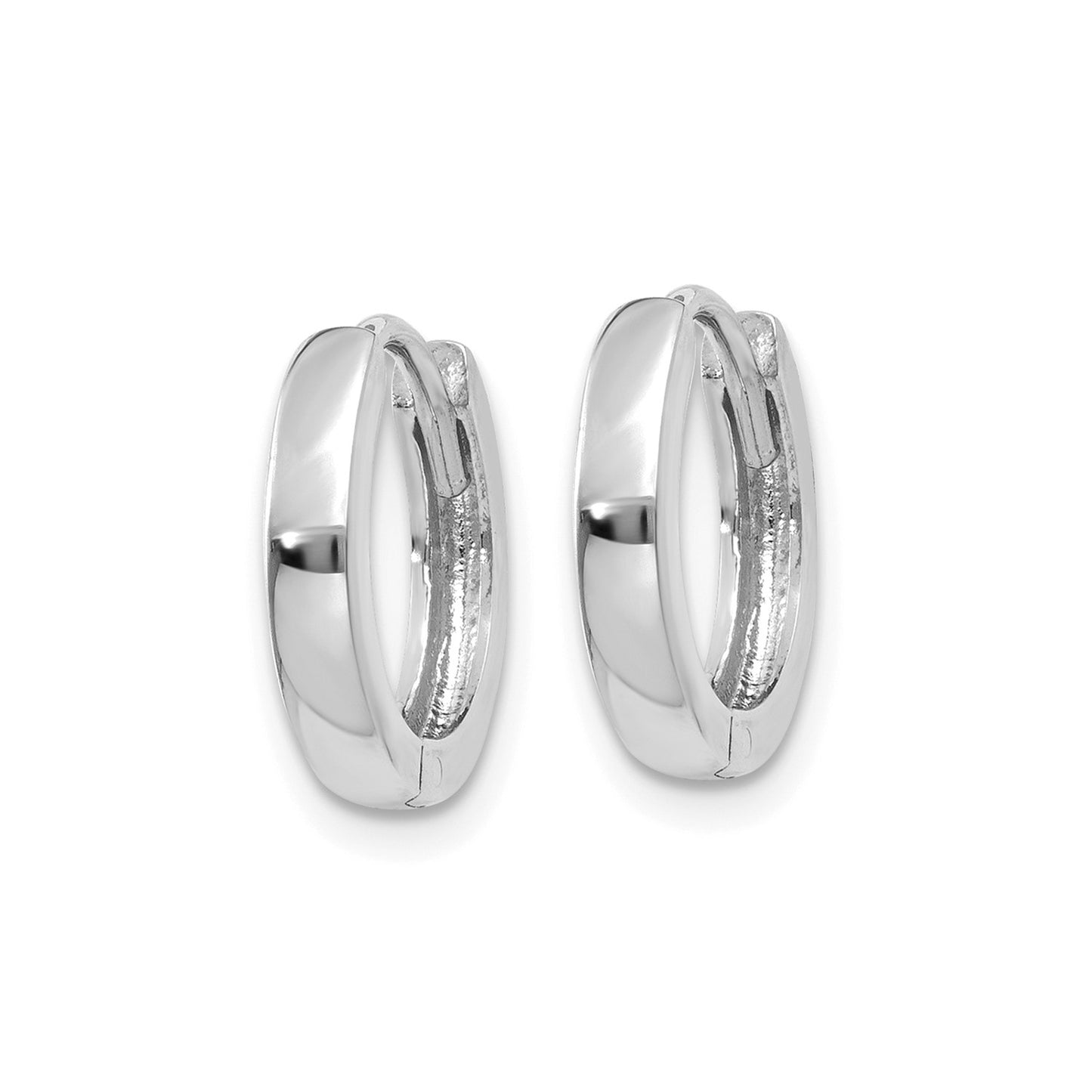 GE 14k White Gold Round Hinged Hoop Earrings
