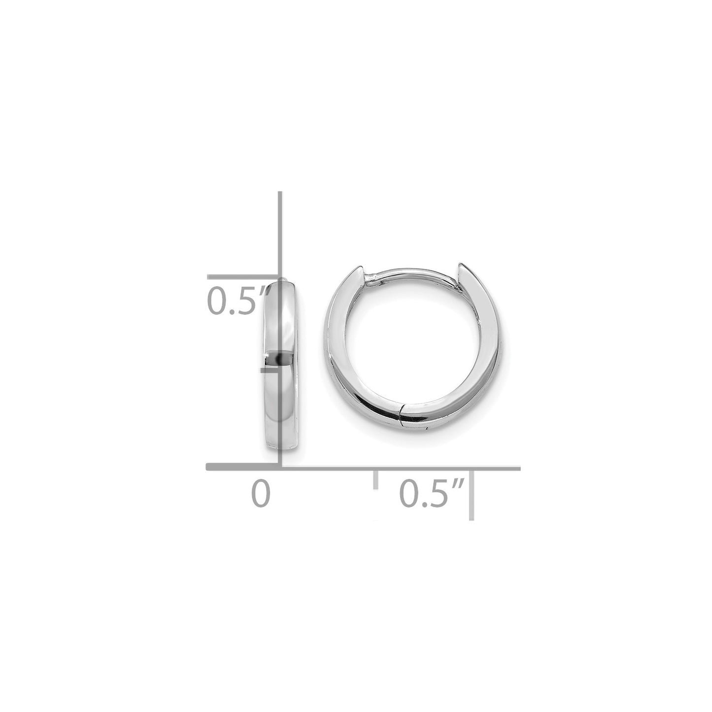 GE 14k White Gold Round Hinged Hoop Earrings