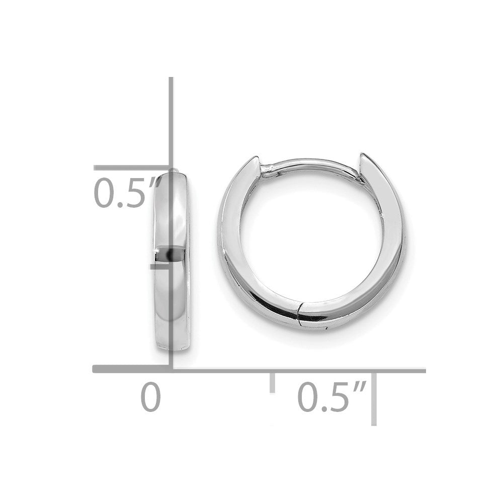 GE 14k White Gold 1.8mm Round Hinged Hoop Earrings