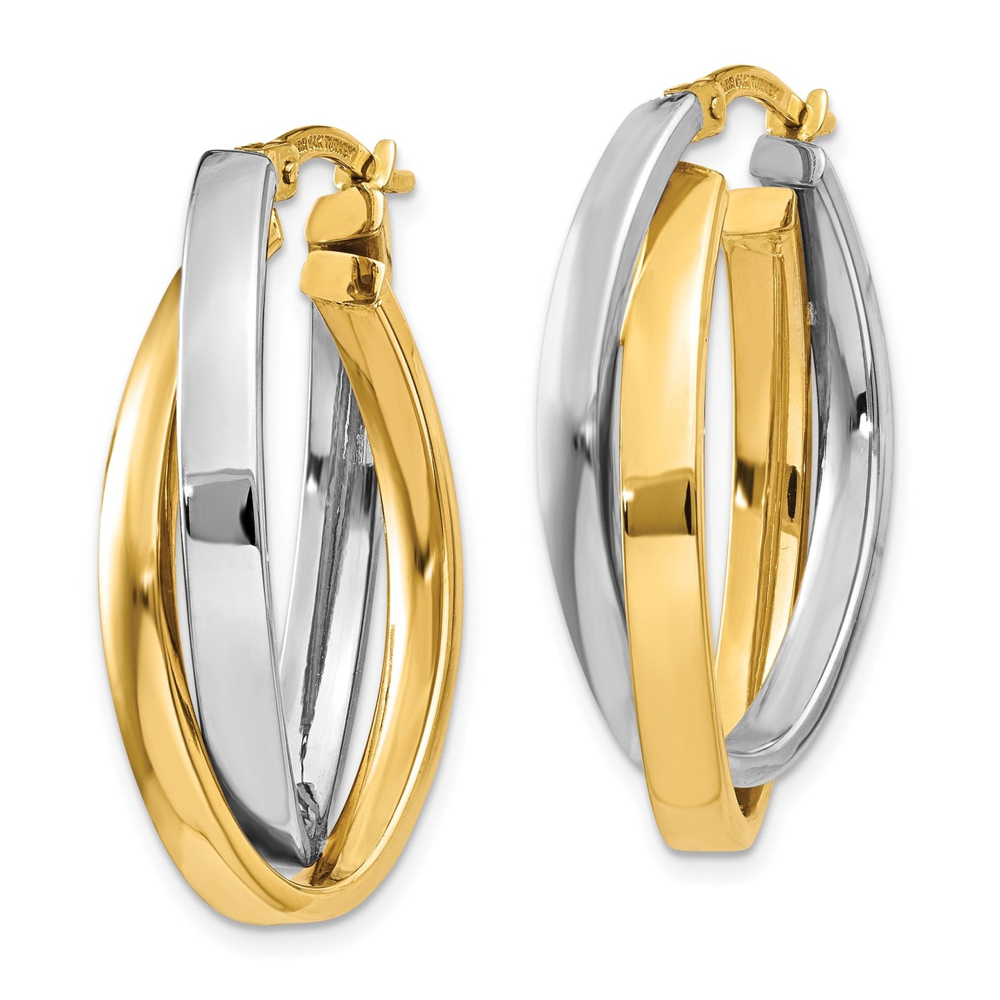 GE 14K Two-tone Oval Hoop Earrings