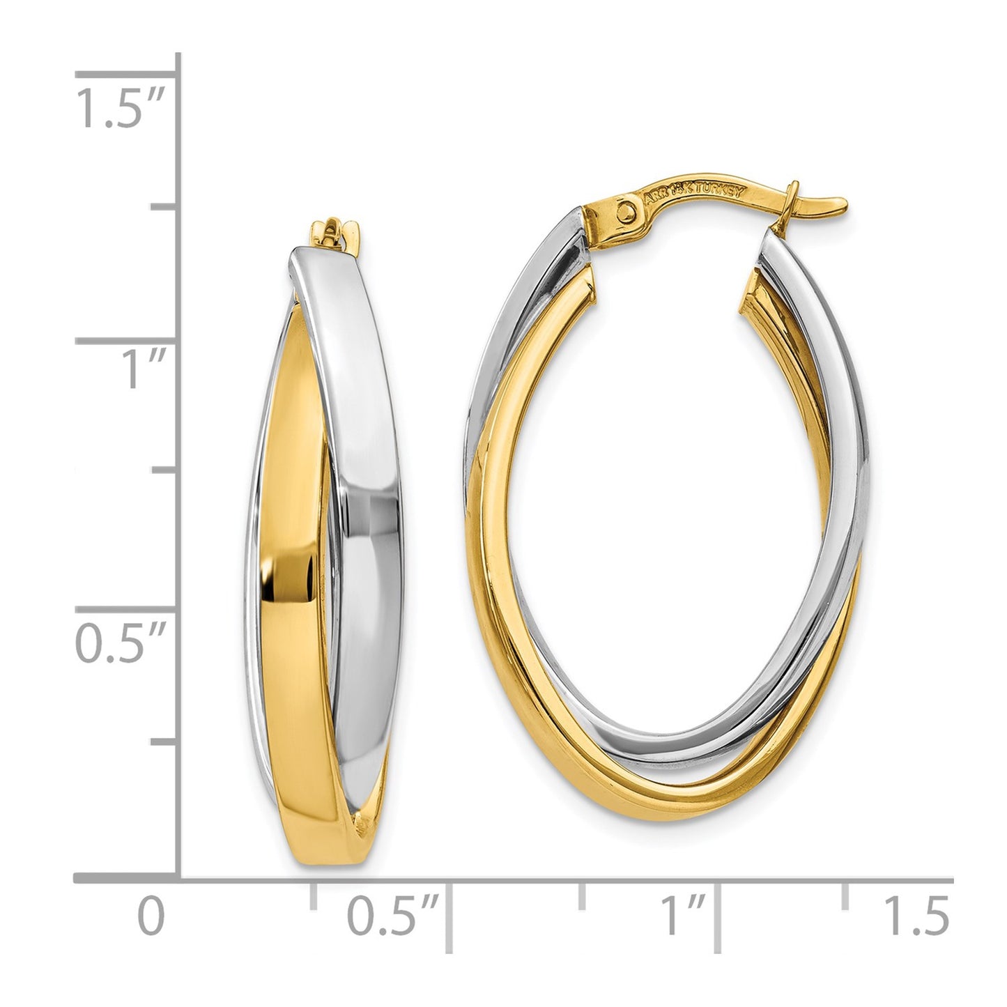 GE 14K Two-tone Oval Hoop Earrings