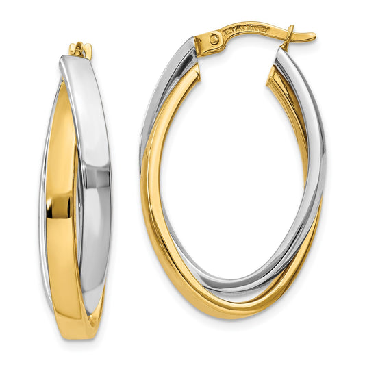 GE 14K Two-tone Oval Hoop Earrings