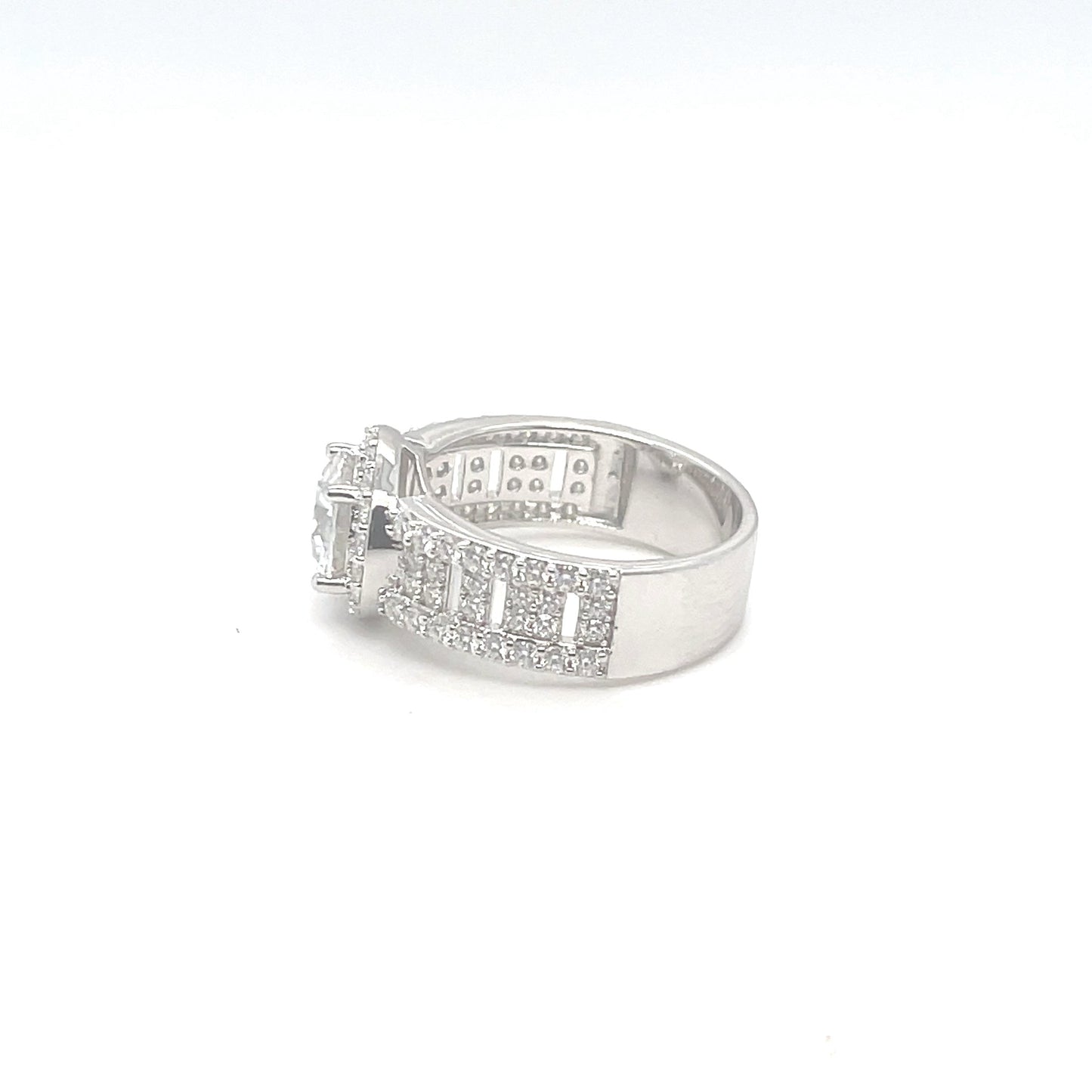 TTT Round Side Accented Ring 1.5CT | Rhodium Plated Sterling Silver | Moissanite | Through Thick & Thin