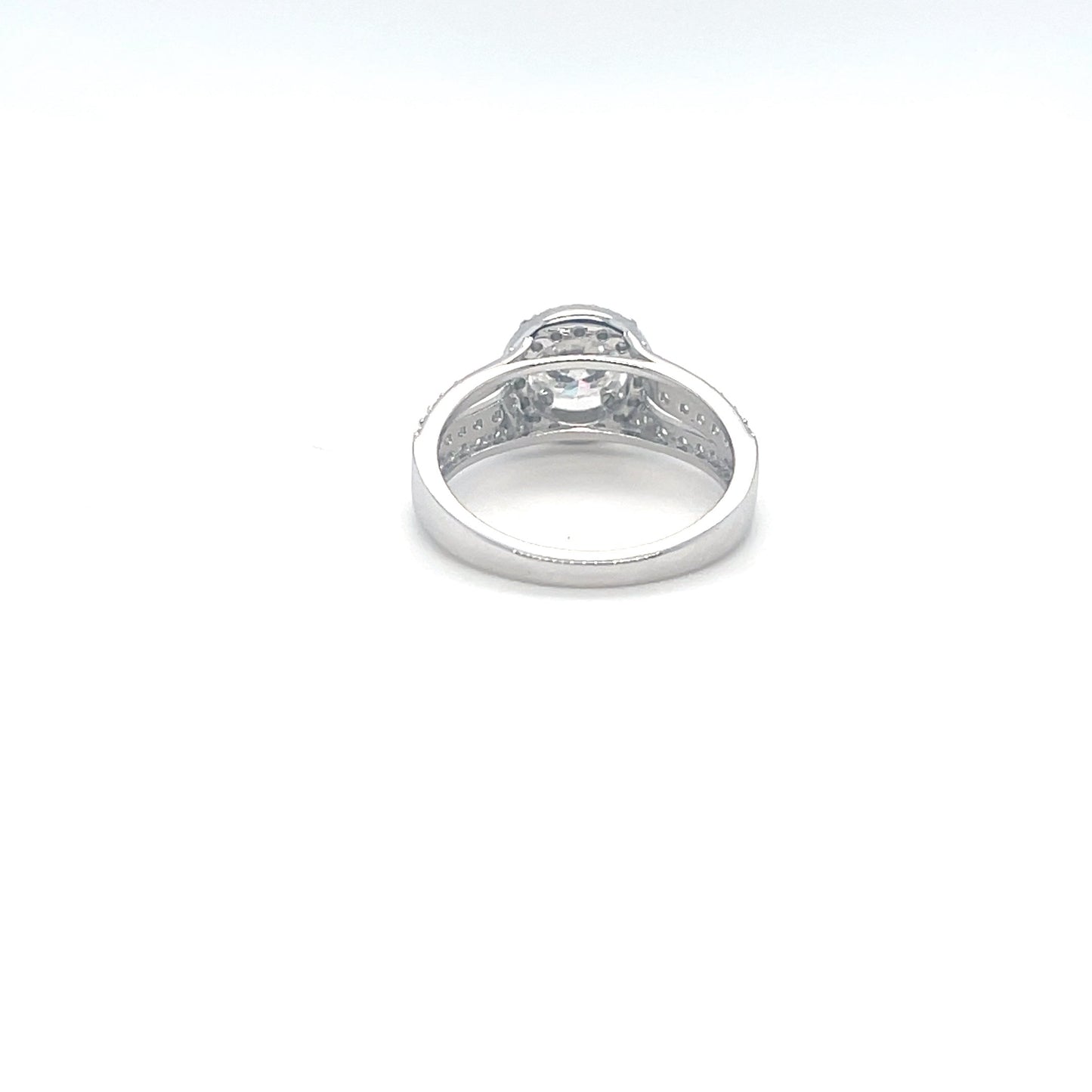 TTT Halo Round Accented Ring | Platinum Plated Sterling Silver | Moissanite | Through Thick & Thin