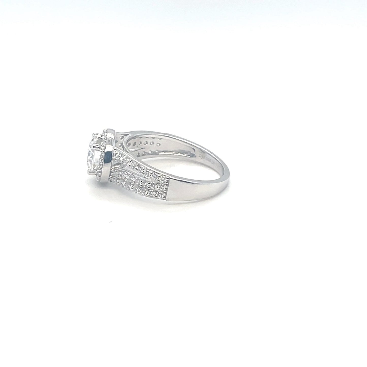 TTT Halo Round Accented Ring | Platinum Plated Sterling Silver | Moissanite | Through Thick & Thin