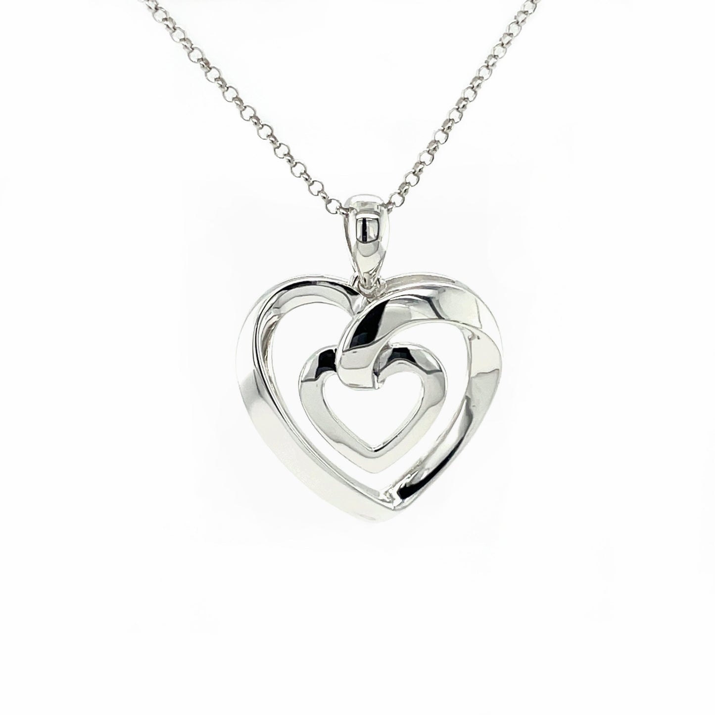 LE Platinum Plated, SS Heart Pendant w/18" Chain | Moissanite | Love's Embrace