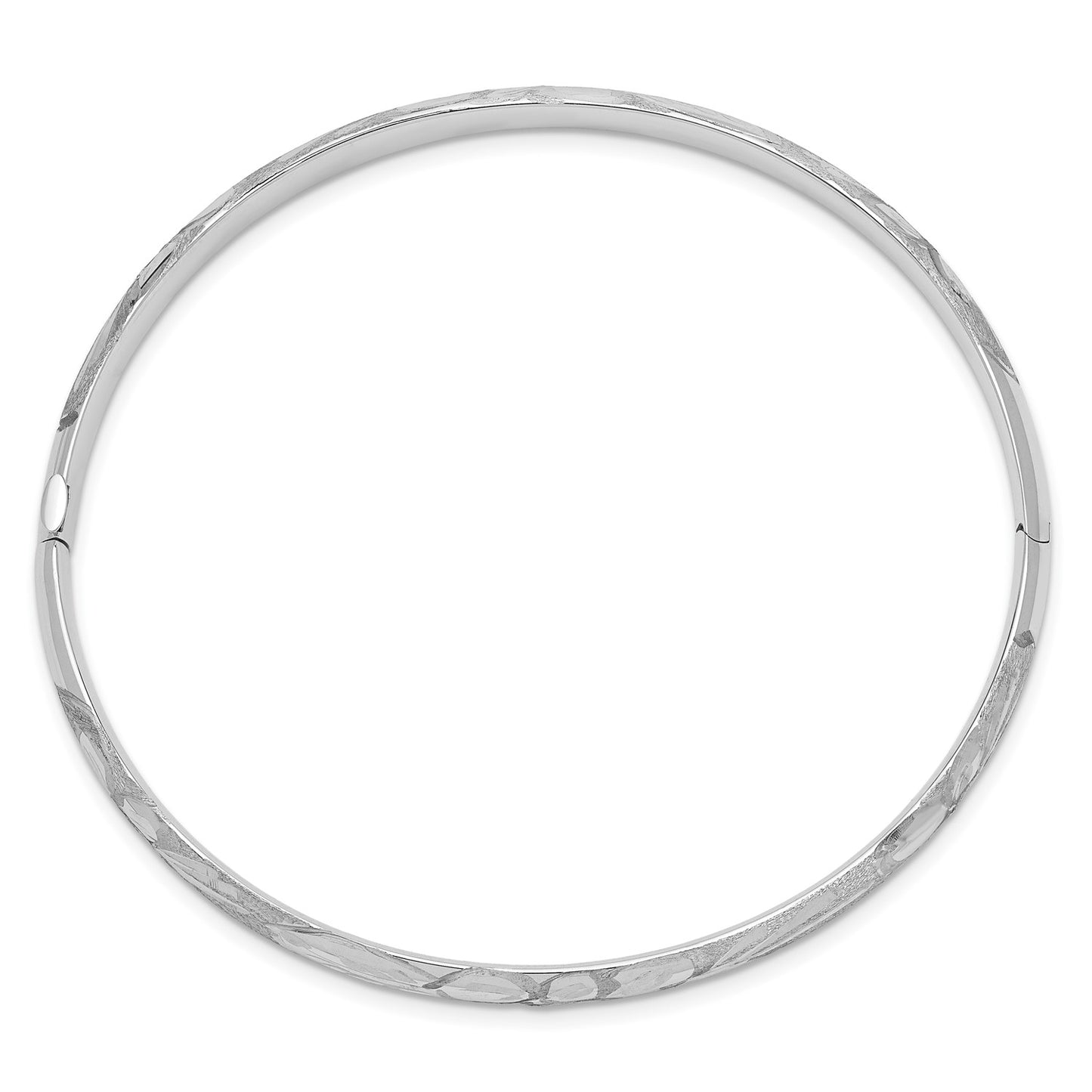 GB 14k 3/16 White Gold Florentine Engraved Hinged Bangle