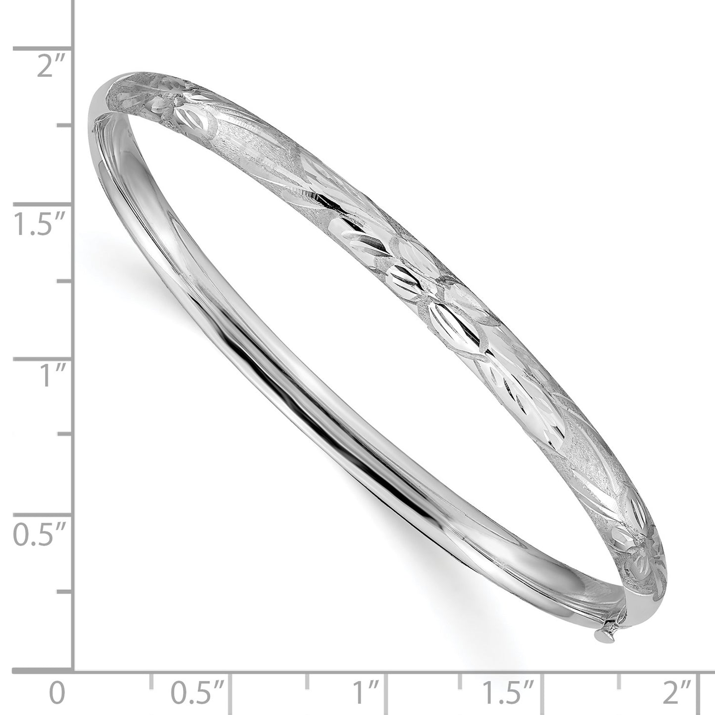 GB 14k 3/16 White Gold Florentine Engraved Hinged Bangle
