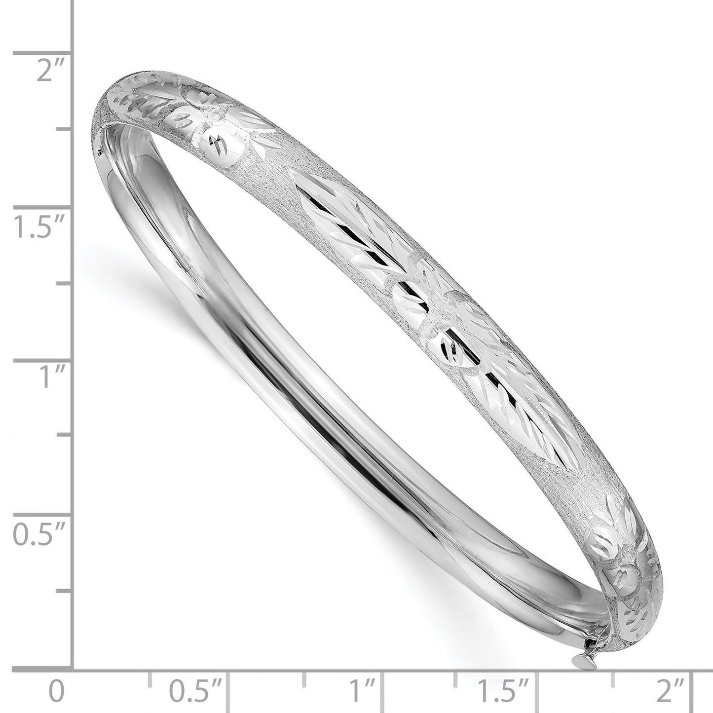 GB 14k 4/16 White Gold Florentine Engraved Hinged Bangle