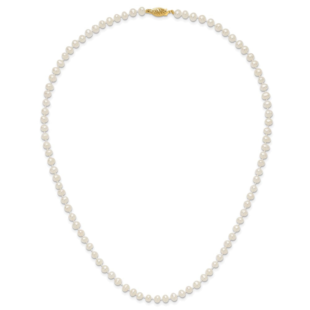 PGN 14k 4-5mm White Near-Round Freshwater Cultured Pearl 18 inch Necklace