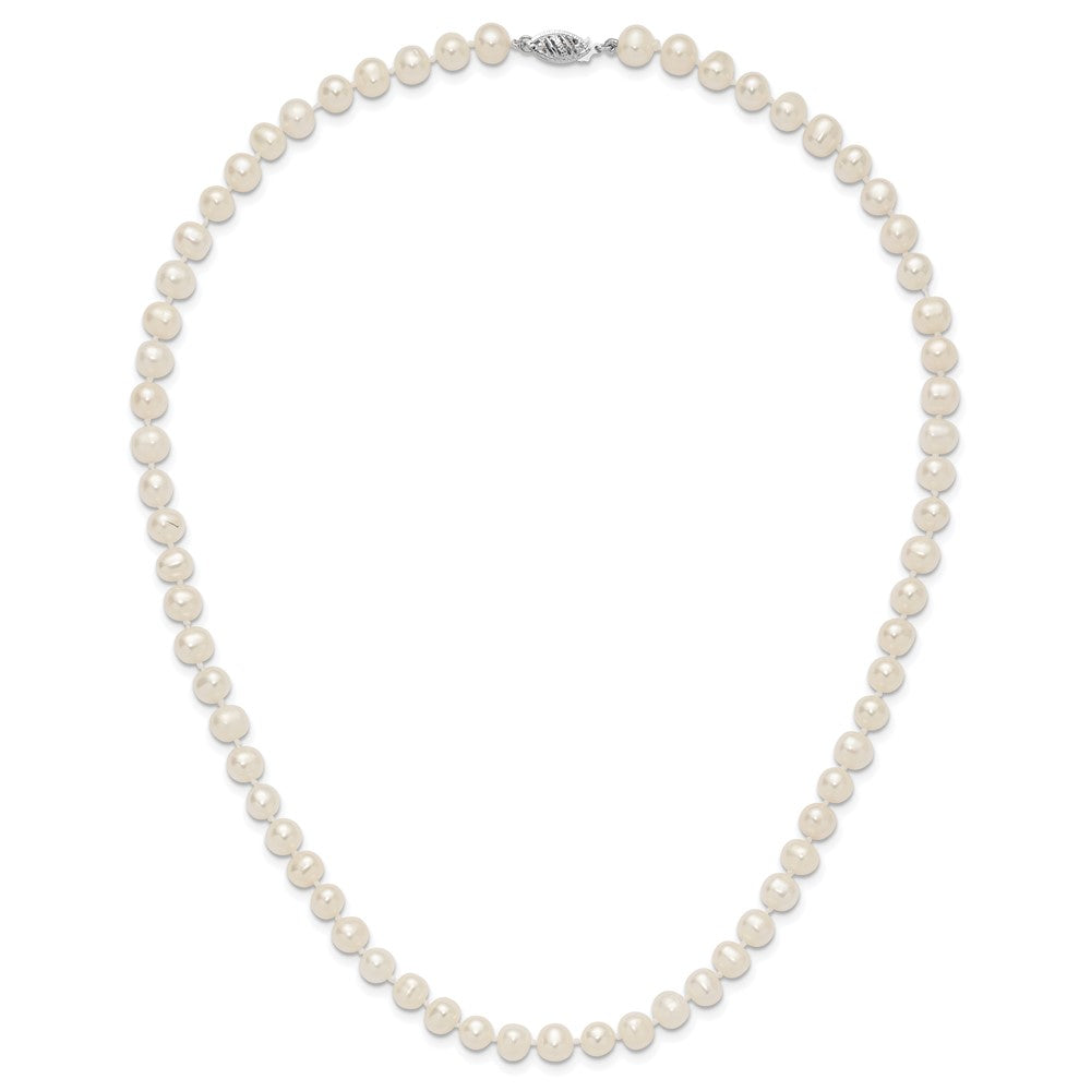 PGN 14k White Gold 6-7mm White Near Round Freshwater Cultured Pearl 18 inch Necklace