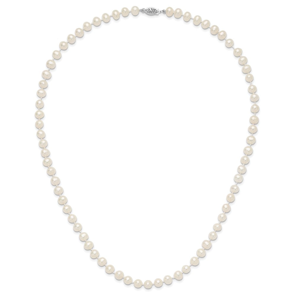 PGN 14k White Gold 6-7mm White Near Round Freshwater Cultured Pearl 20 inch Necklace