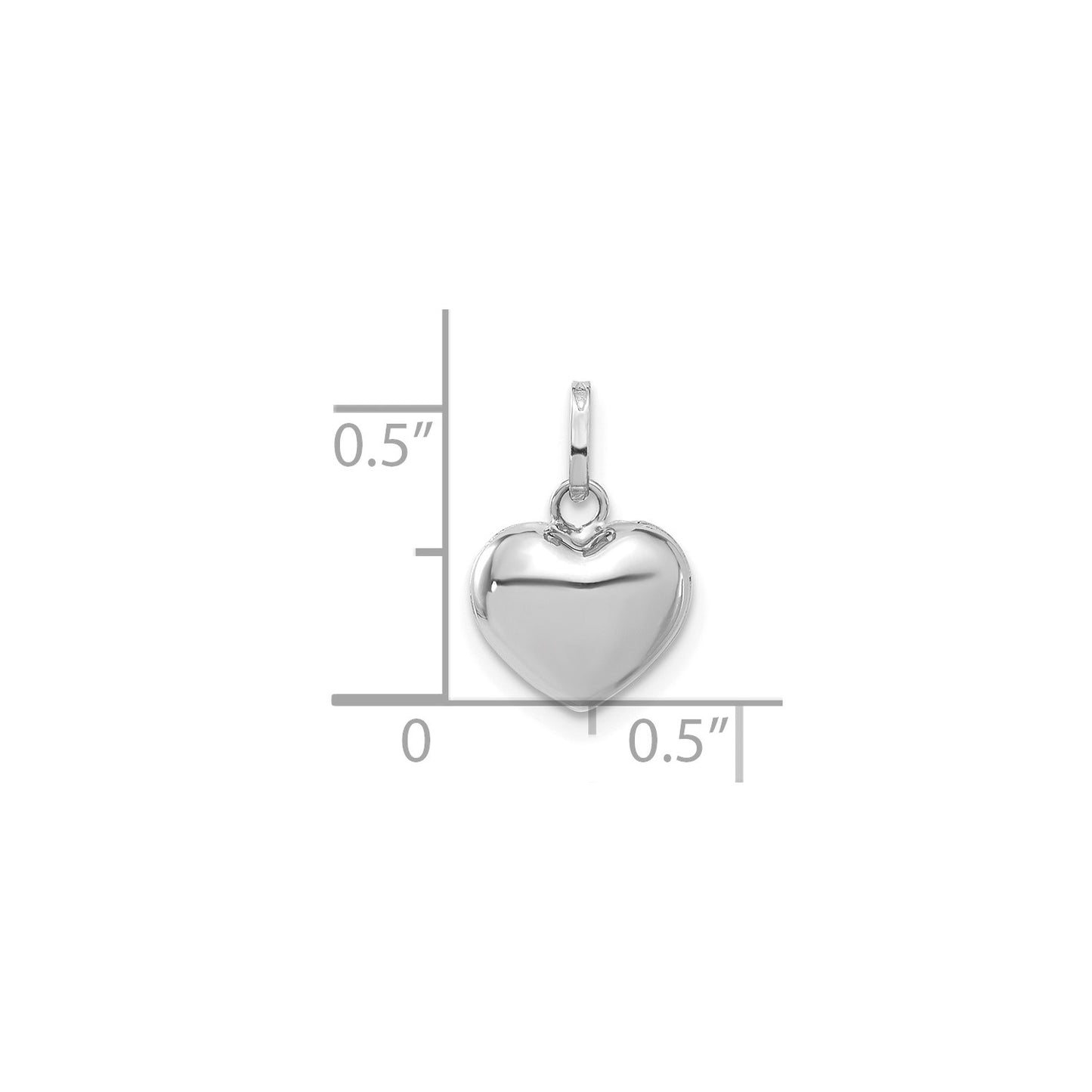 GP 14k White Gold 3D Puffed Heart Pendant