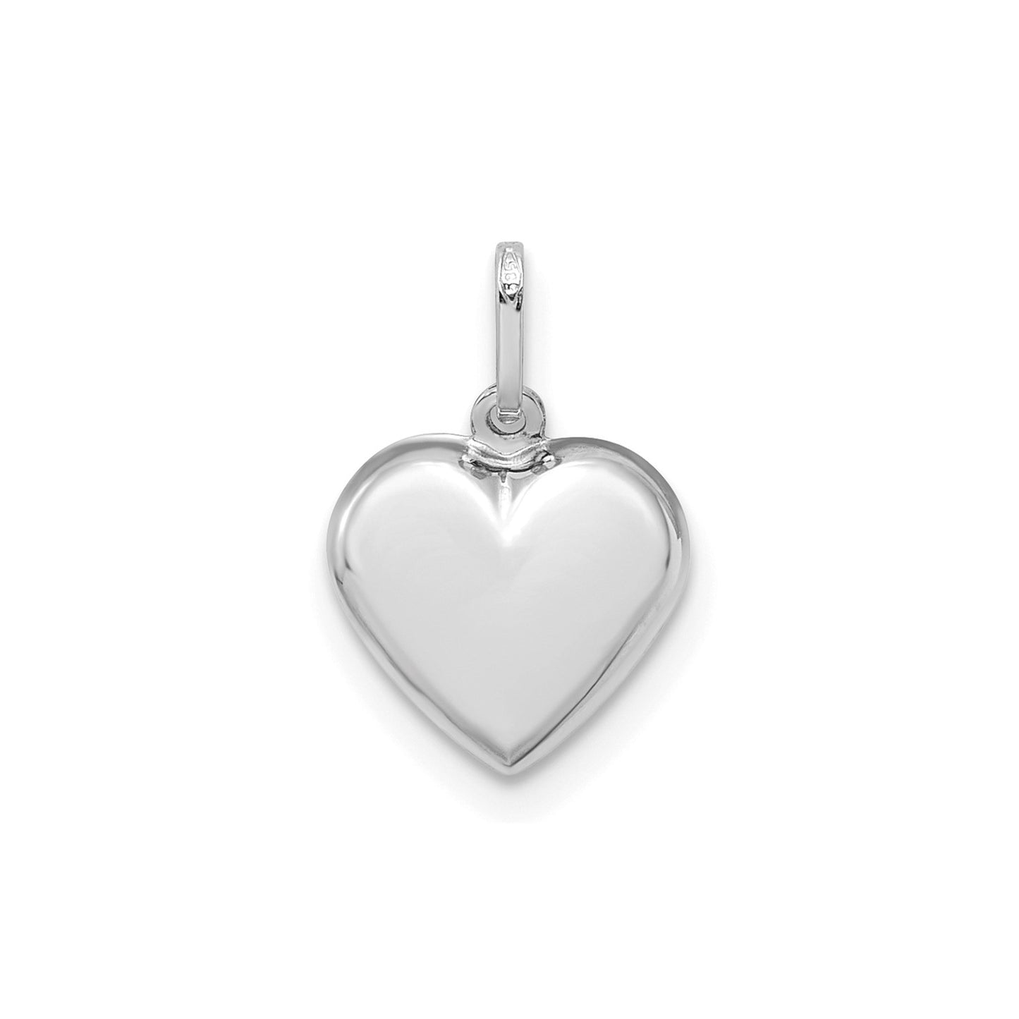 GP 14K White Gold Polished 3-D Heart Pendant