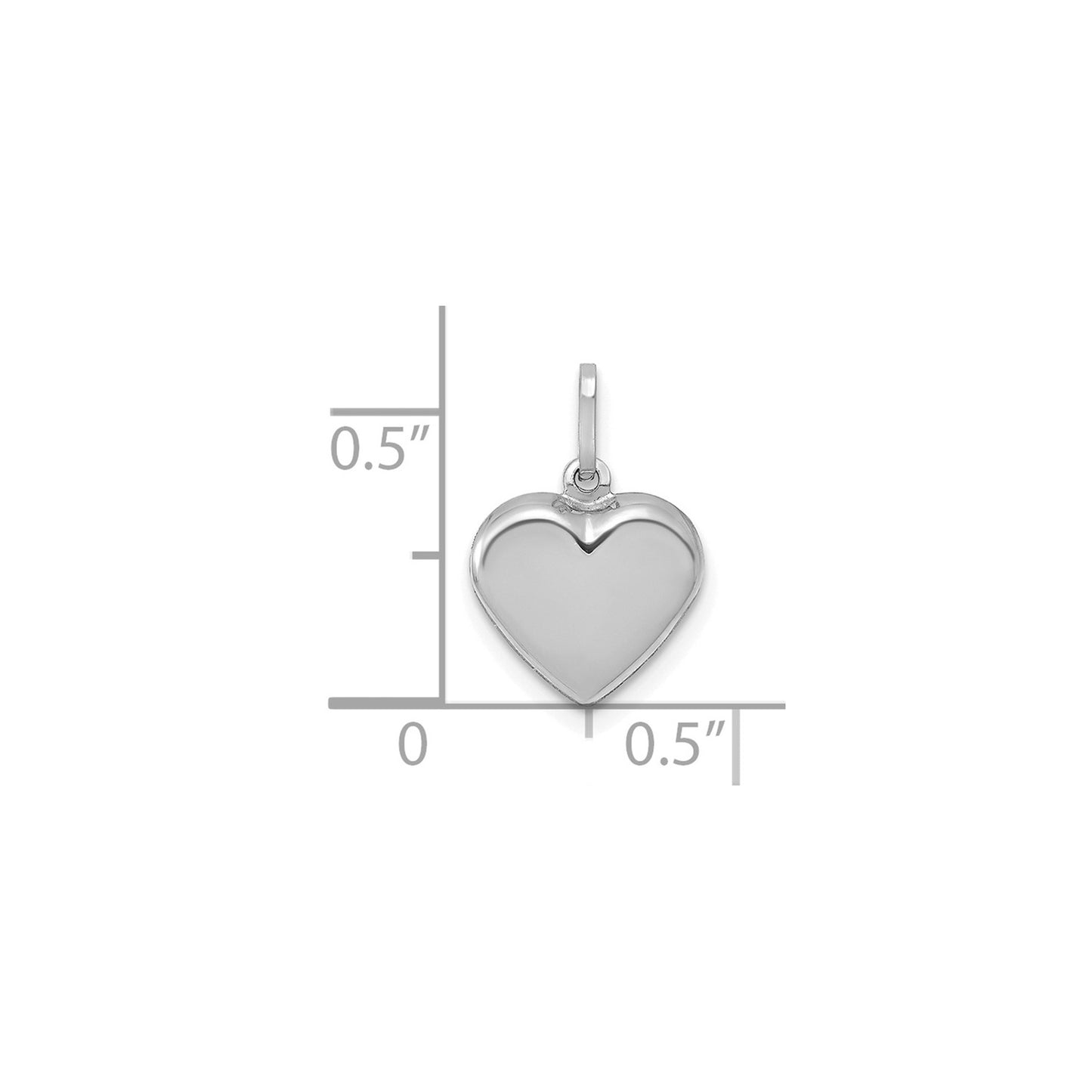 GP 14K White Gold Polished 3-D Heart Pendant