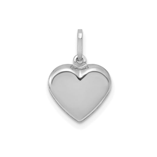 GP 14K White Gold Polished 3-D Heart Pendant