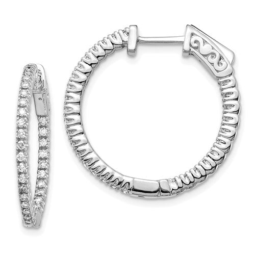 LGWE 14k White Gold 5/8 carat Lab Grown Diamond VS/SI+ G+ Round In and Out Safety Clasp Hoop Earrings