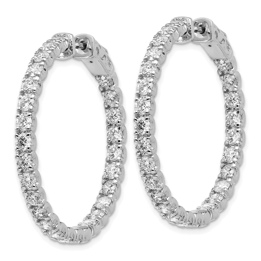 LGWE 14k White Gold 4 7/8 carat Lab Grown Dia VS/SI+ G+ Round In and Out Safety Clasp Hoop Earrings
