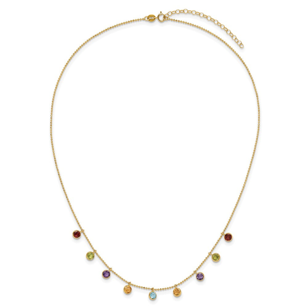 GG 14K Gold Multi-color Gemstone Necklace 16 w/ 2in ext.