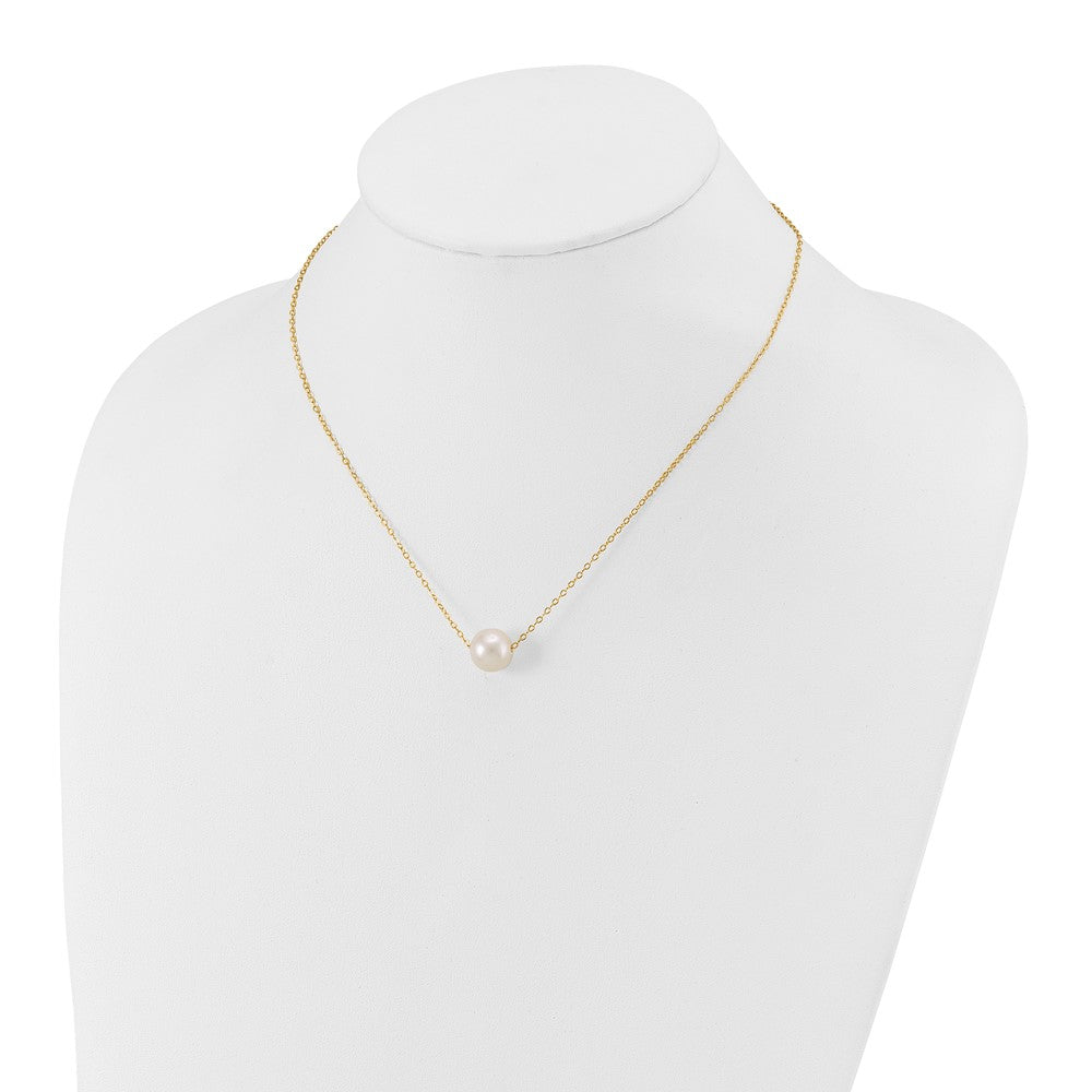 PGN 14k 10-11mm White Semi-Round Freshwater Cultured Pearl 17 inch Cable Necklace