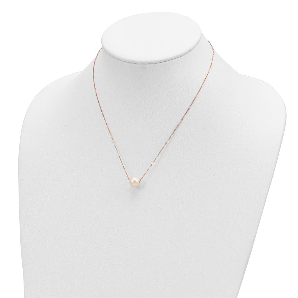 PGN 14k Rose Gold 10-11mm White Semi-Round Freshwater Cultured Pearl Rope 17 inch Necklace