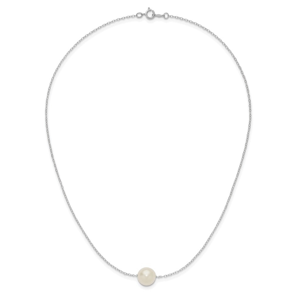 PGN 14k White Gold 10-11mm White Near Round Freshwater Cultured Pearl 17 inch Necklace