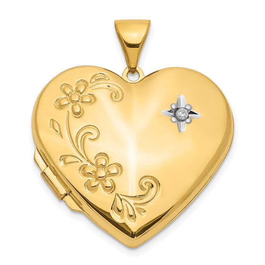 DL 14k Diamond Floral Family Heart Locket