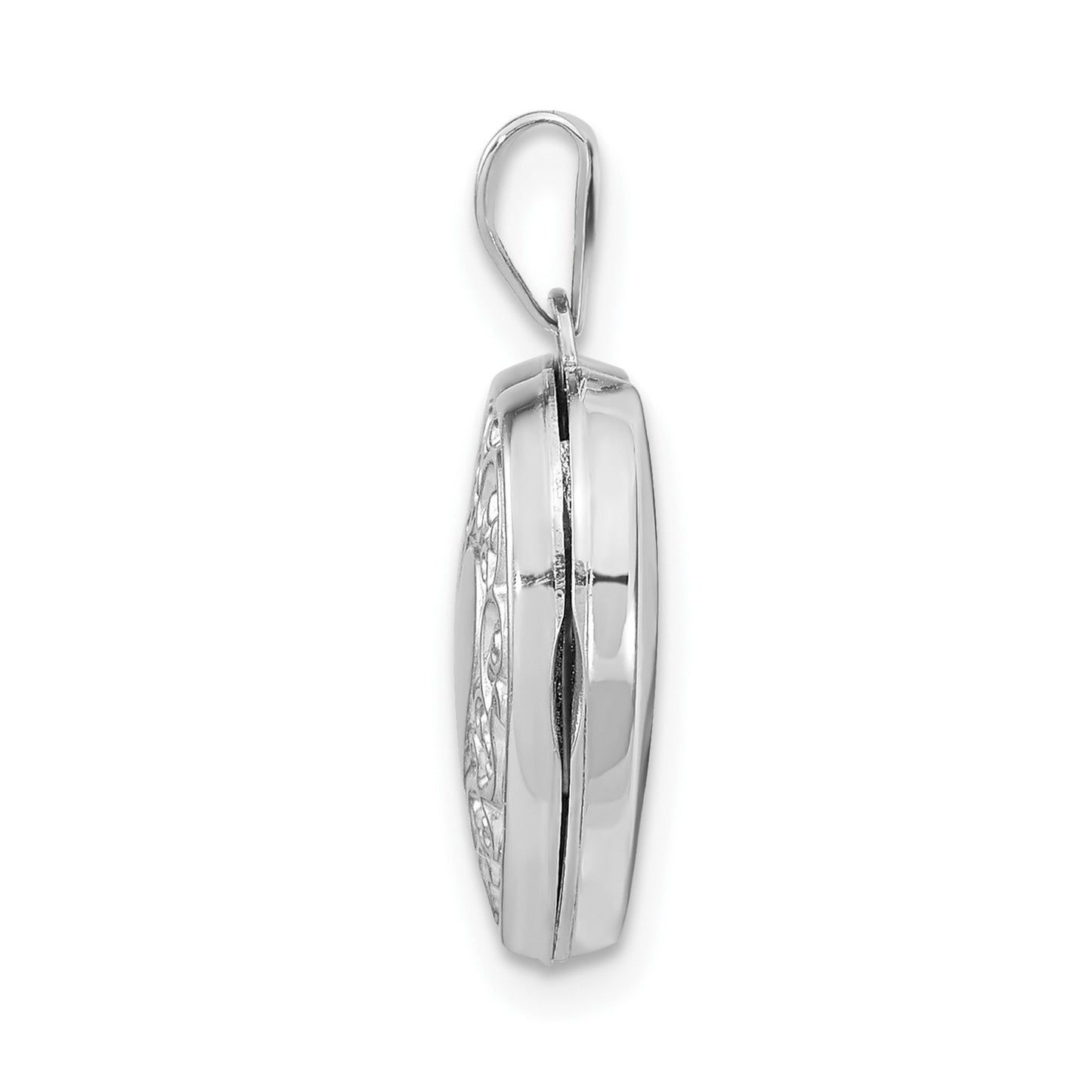 GL 14k White Gold Scroll Pattern Heart Locket