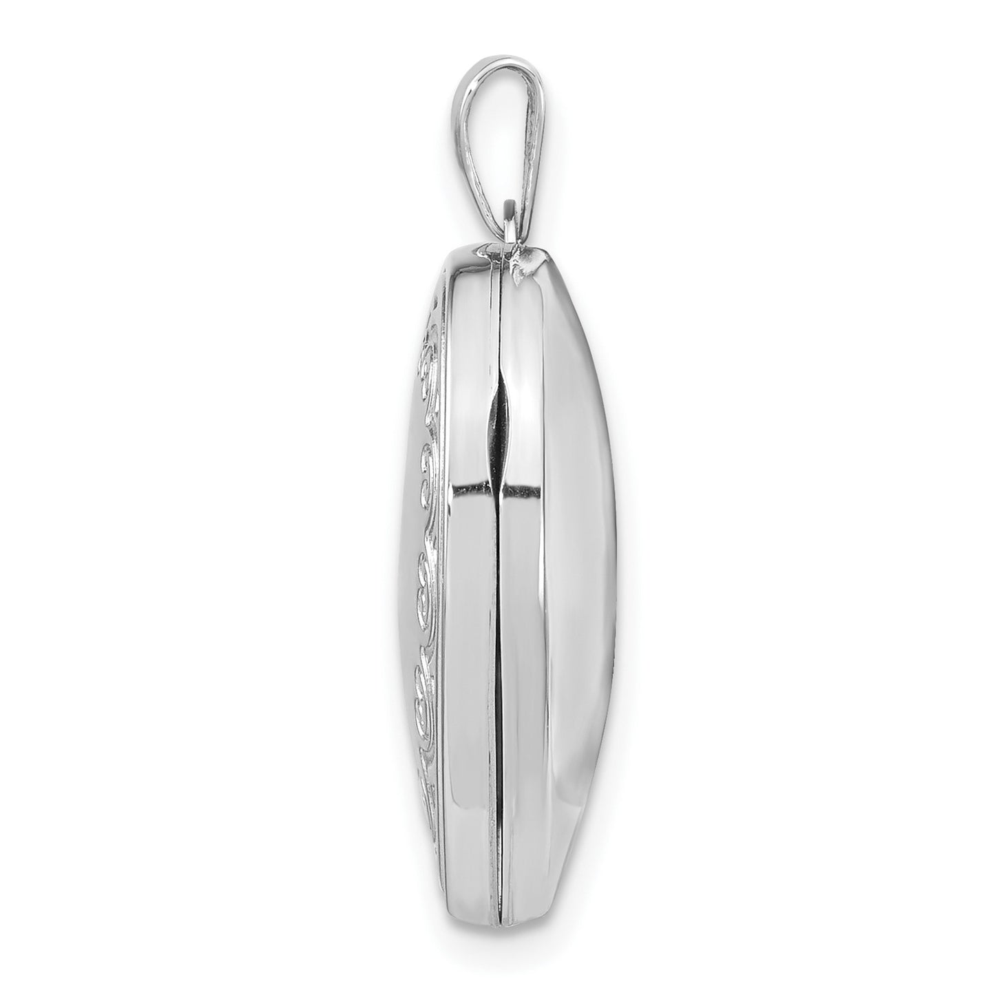 GL 14k White Gold Scroll Design Heart Locket