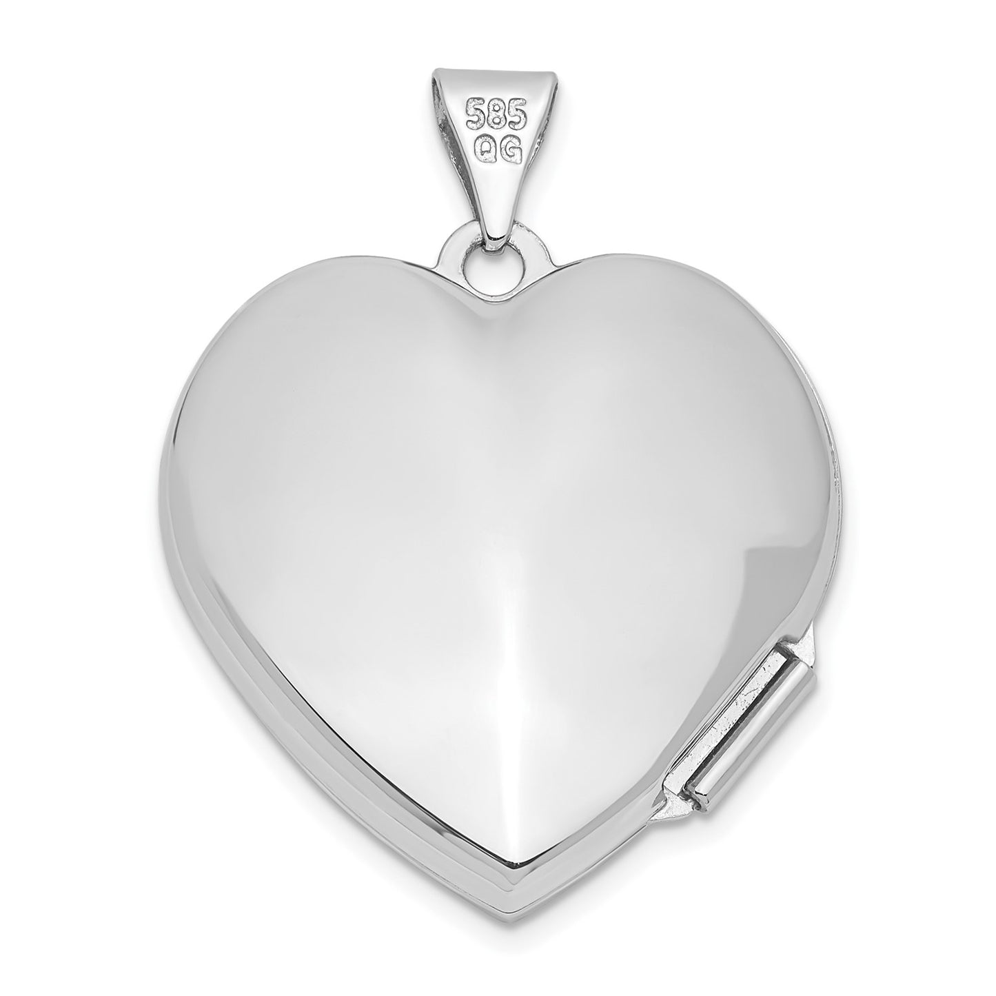 GL 14k White Gold Scroll Design Heart Locket