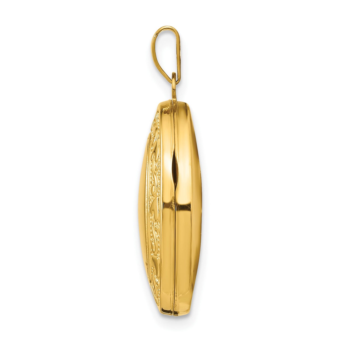 GL 14k Yellow Gold Scroll Heart Design Oval Locket | 14K Gold Heart Locket Pendant