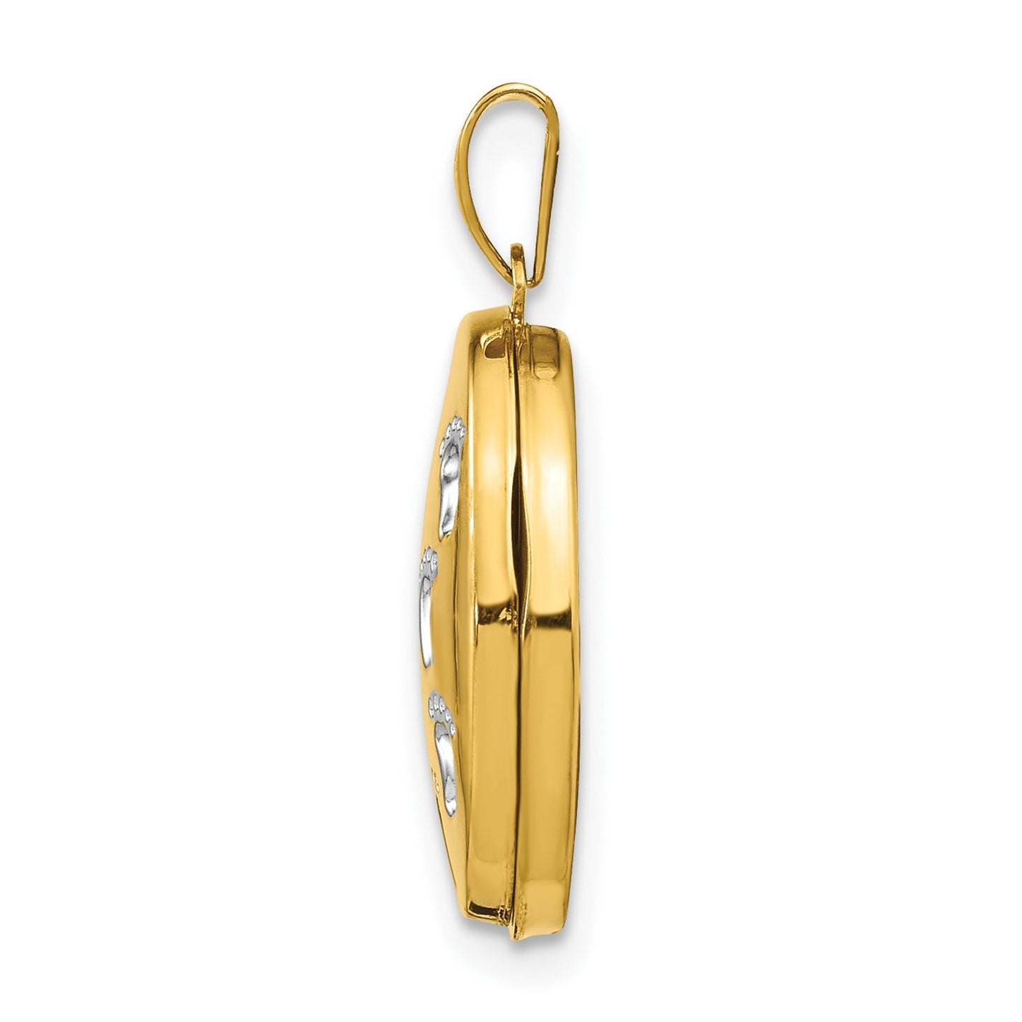 GL 14k Yellow Gold White Rhodium-plated Footprints Locket