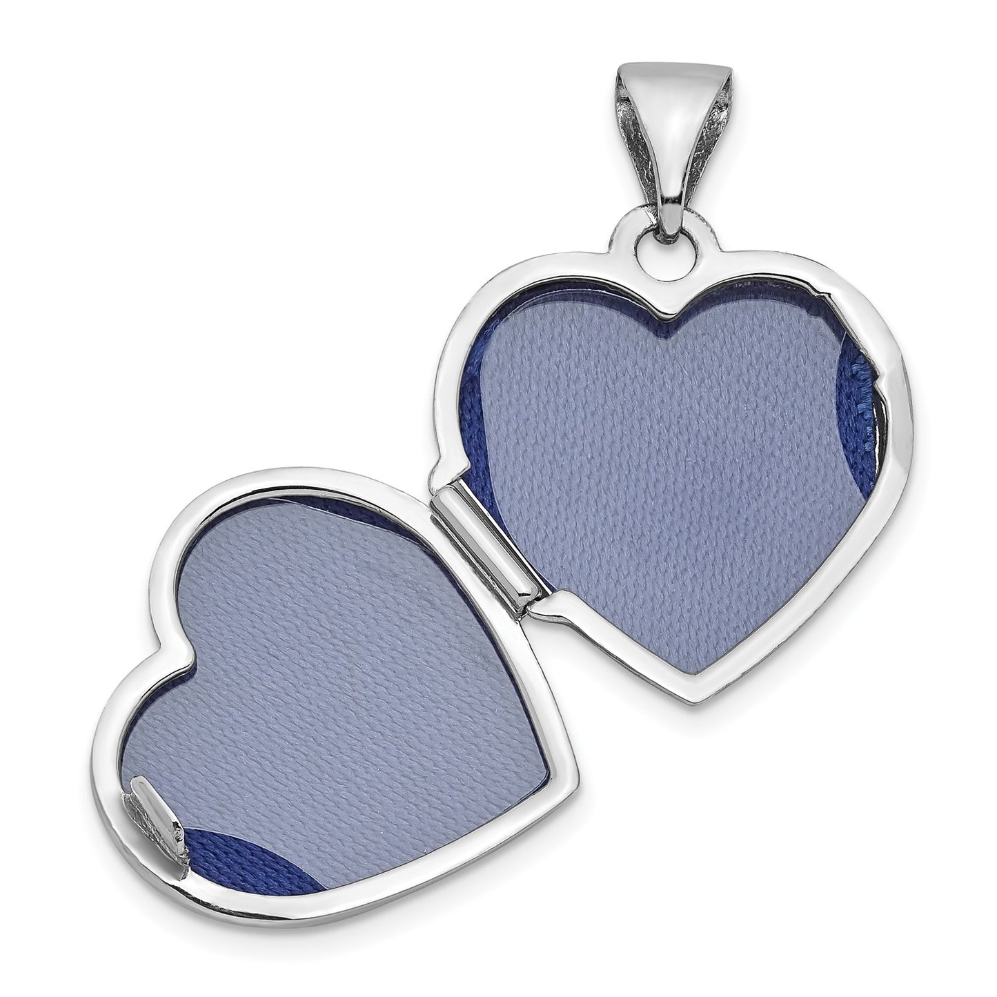 GL 14k White Gold Polished Reversible Floral Heart Locket