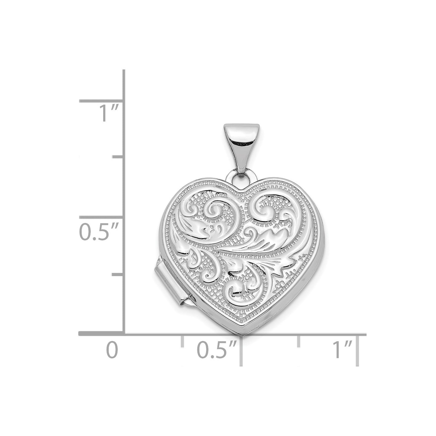 GL 14k White Gold Scrolled Love You Always Heart Locket