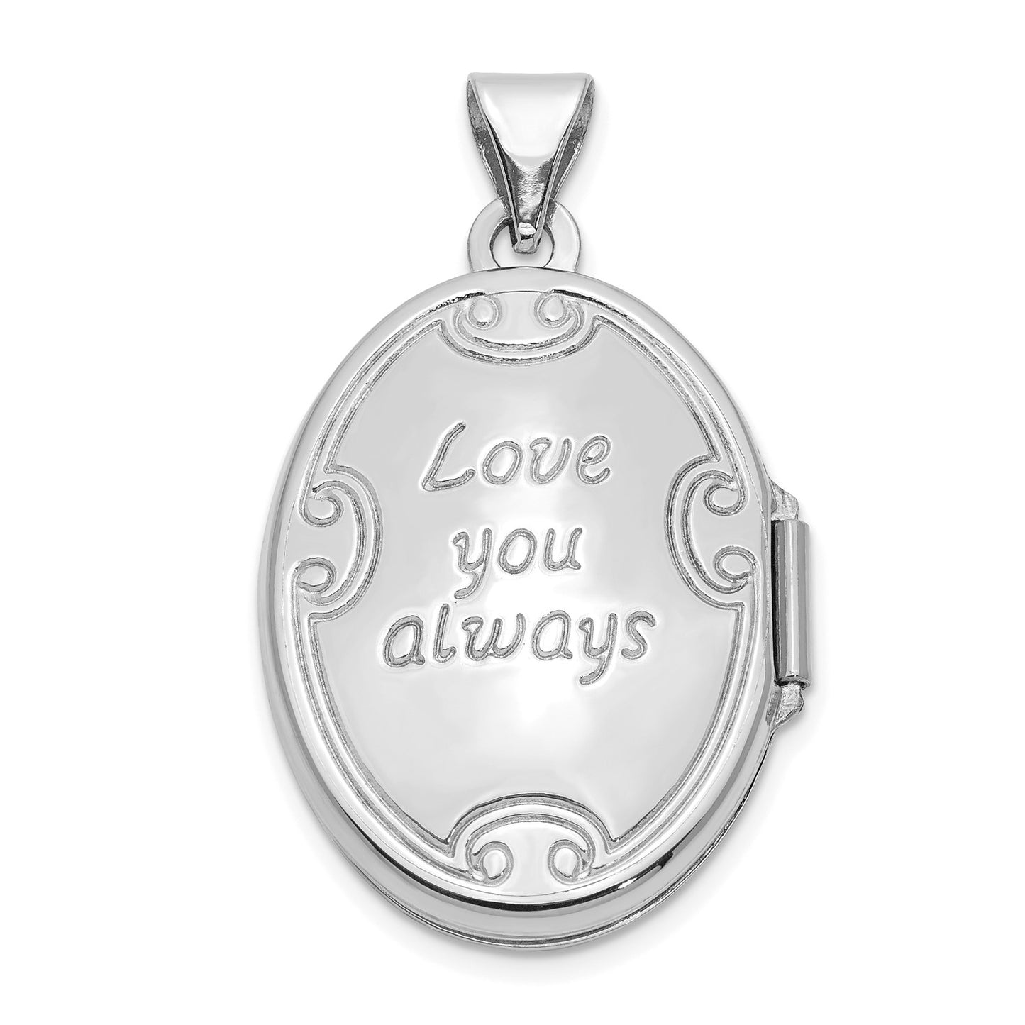 GL 14k White Gold Polished Reversible Love You Always Oval Locket