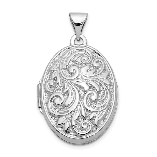 GL 14k White Gold Polished Reversible Love You Always Oval Locket