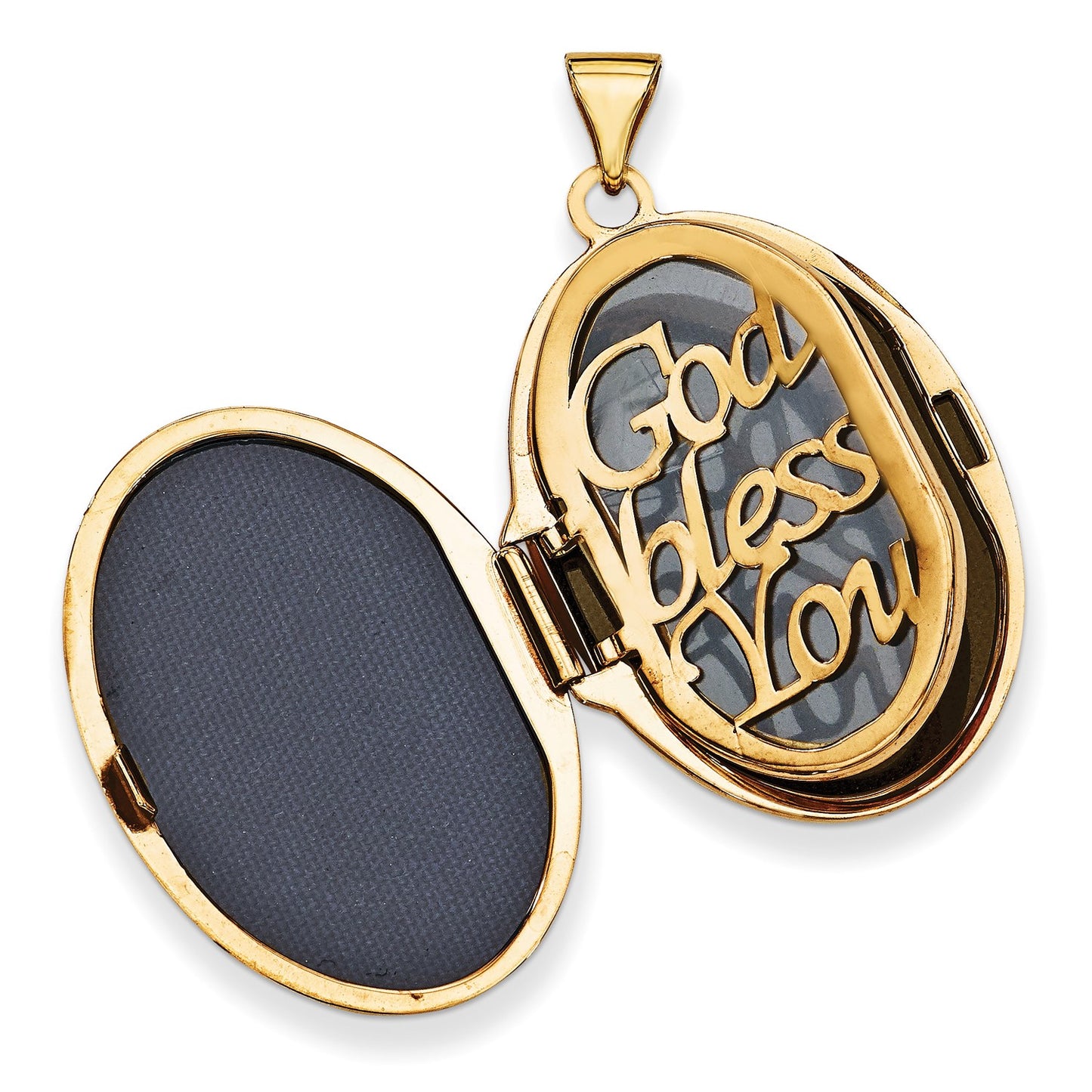DL 14ky w/ White Rhodium Diamond Guardian Angel Oval Family Locket