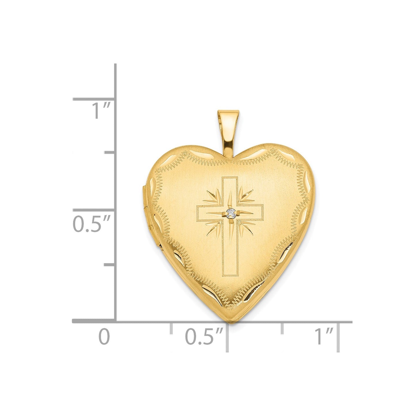 DL 14ky 20mm Diamond Satin & D/C Cross Heart Locket
