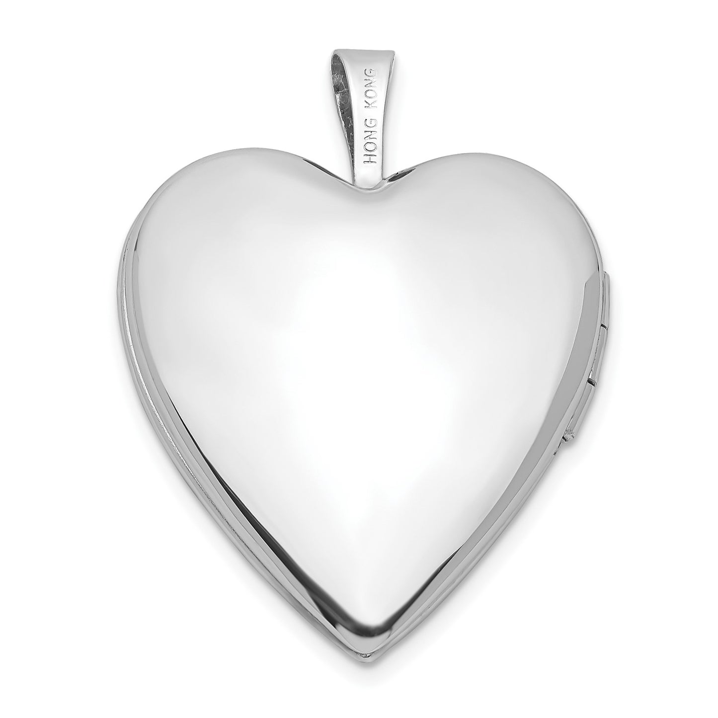 GL 14K 20mm White Gold Plain Polished Heart Locket