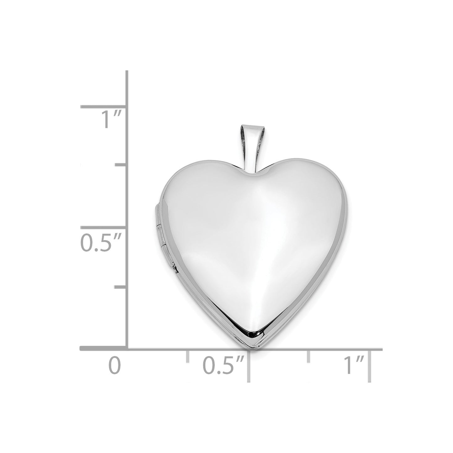 GL 14K 20mm White Gold Plain Polished Heart Locket