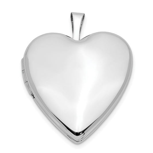 GL 14K 20mm White Gold Plain Polished Heart Locket