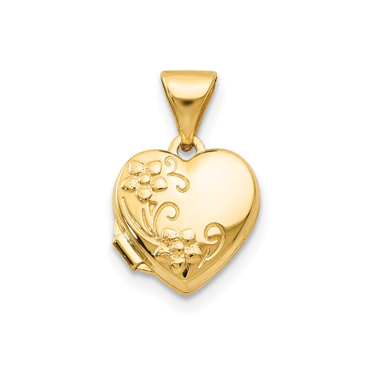 GL 14k Yellow Gold Floral Heart Locket