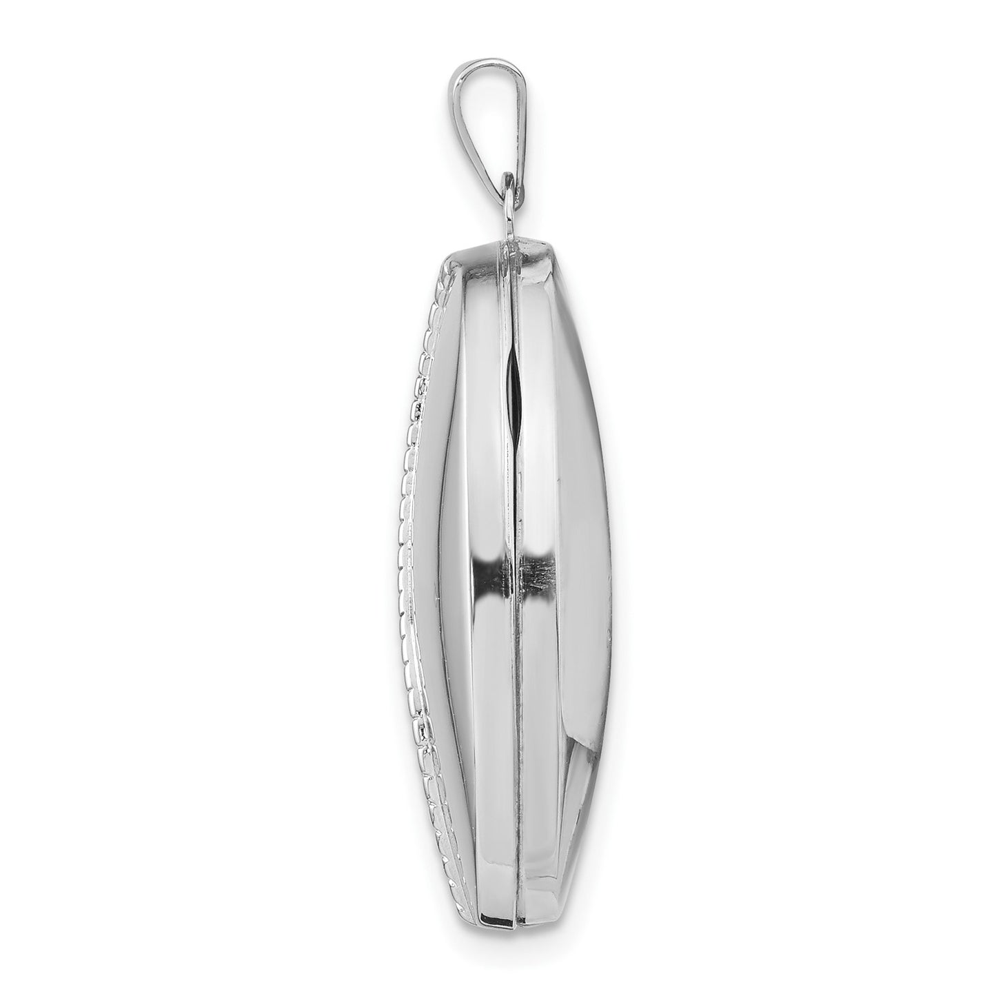 GL 14k White Gold 26mm 1/2 Hand Engraved Scroll Oval Locket