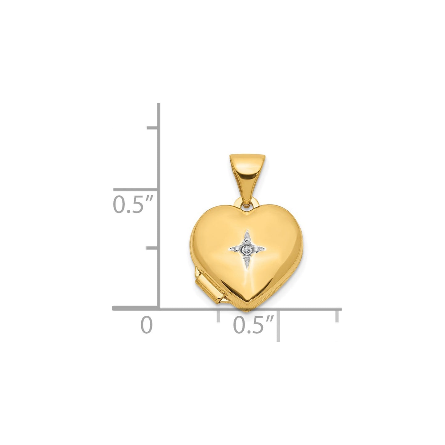 DL 14ky w/ White Rhodium 12mm Diamond Heart Locket