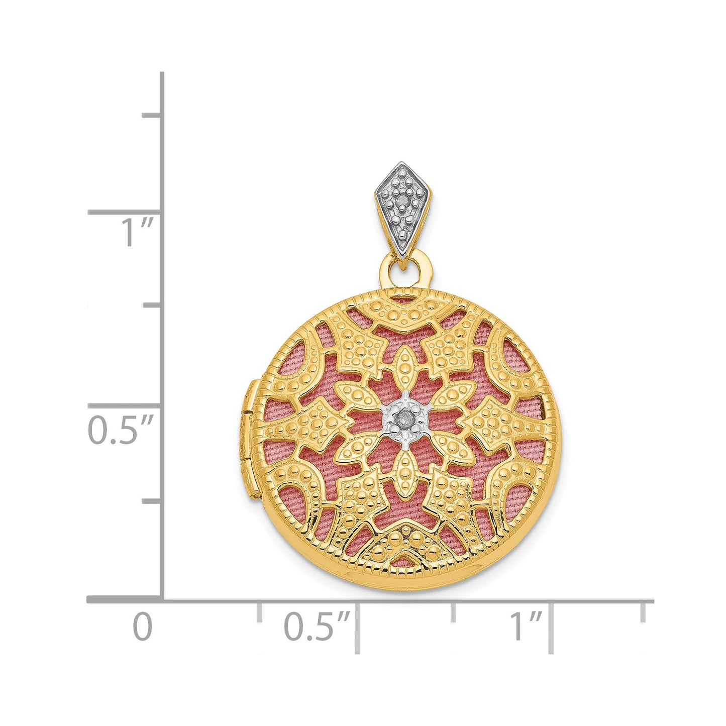 DL 14ky 20mm Round w/ Diamond Vintage Locket