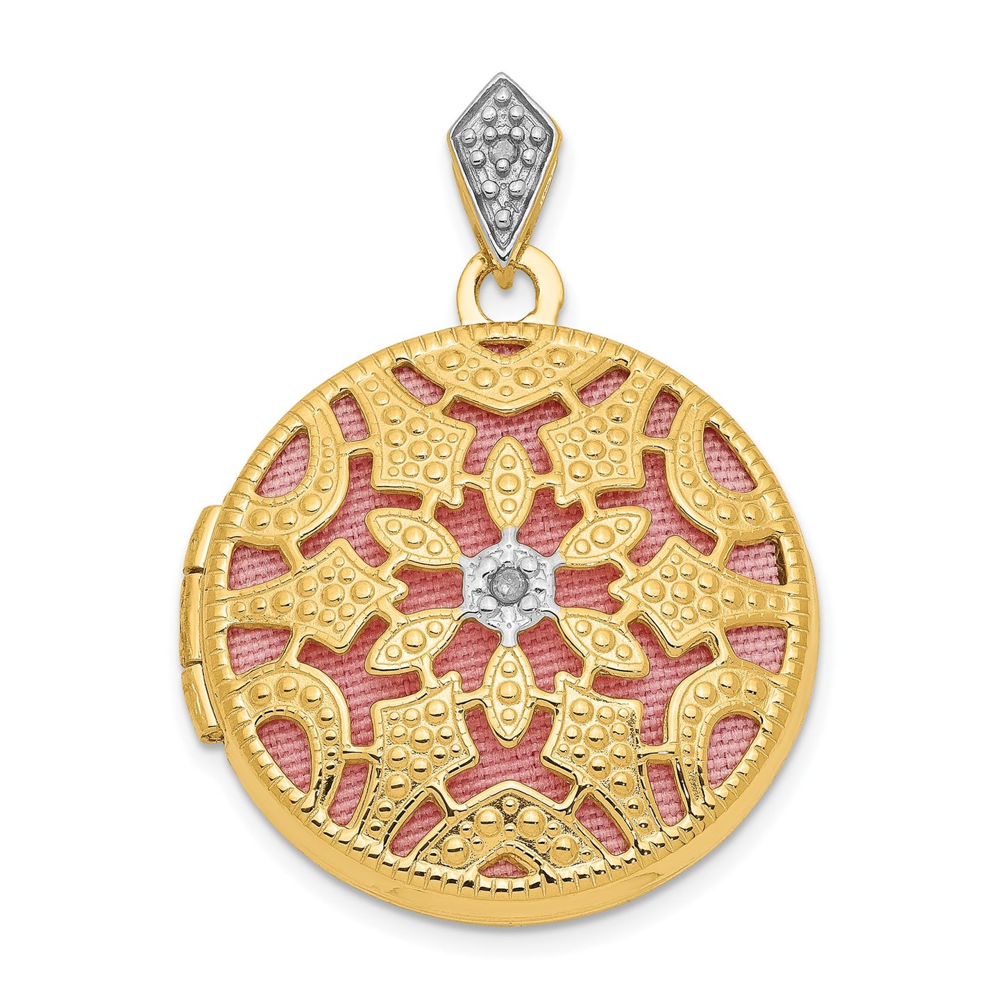 DL 14ky 20mm Round w/ Diamond Vintage Locket