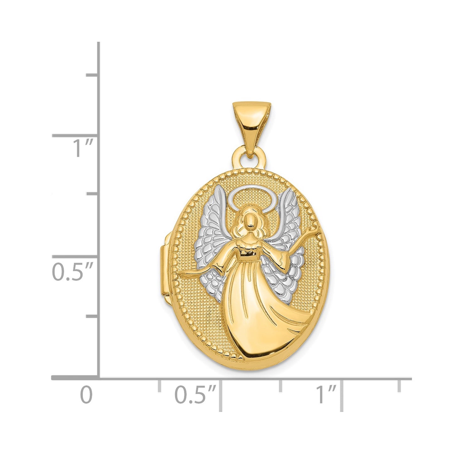 GL 14k w/Rhodium 21mm Oval Guardian Angel Locket