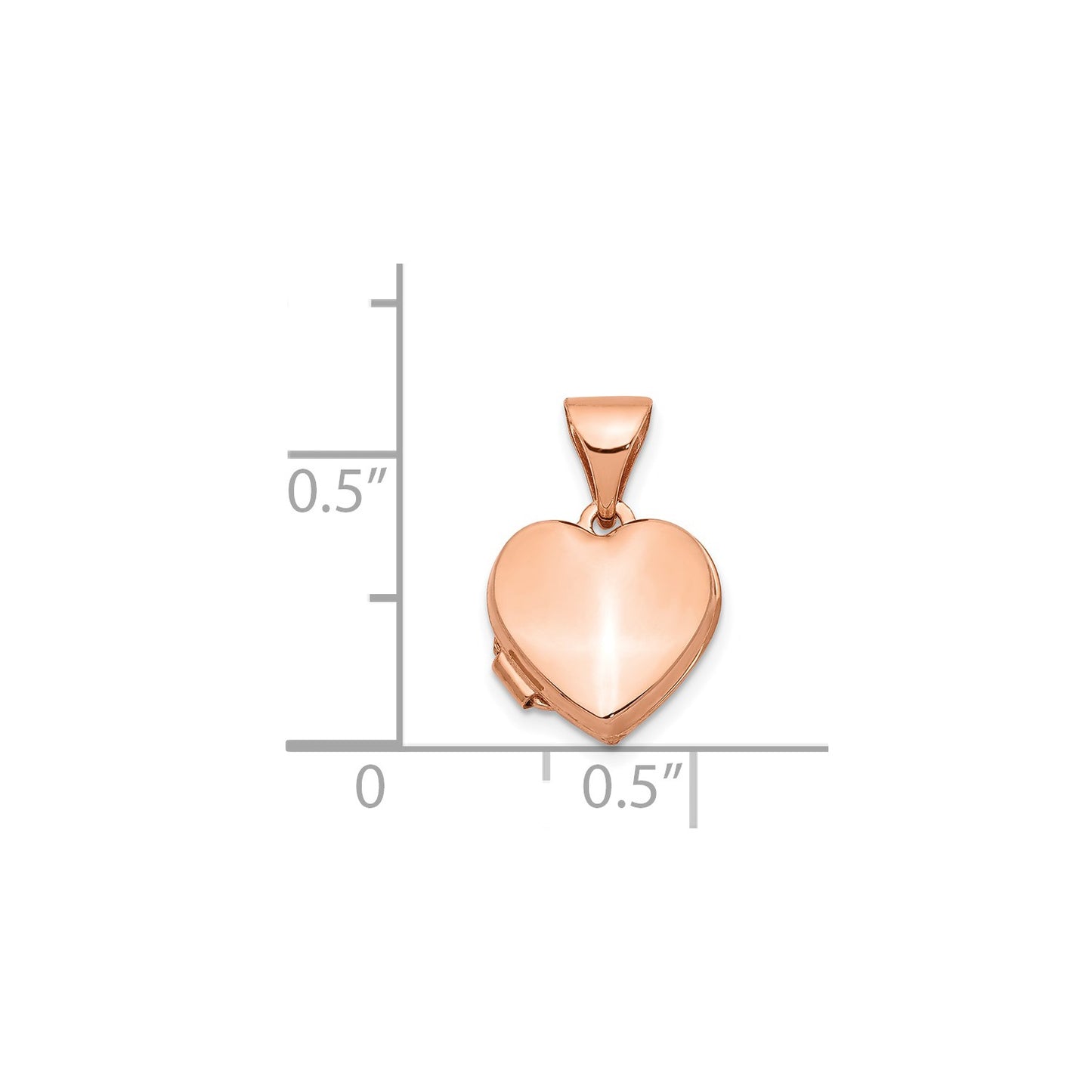 GL 14k Rose Gold 10mm Plain Heart Locket