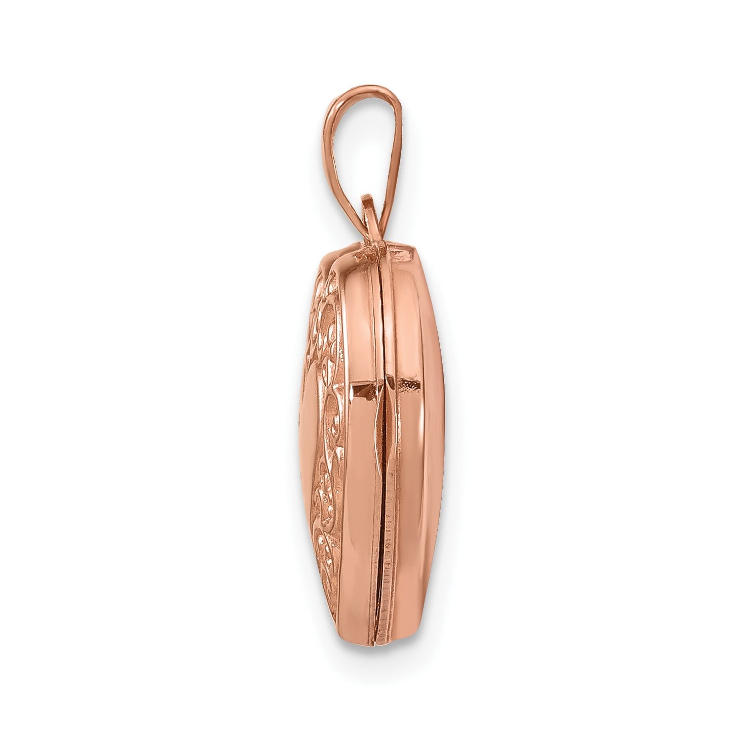 GL 14k Rose Gold 15mm Scroll Heart Locket